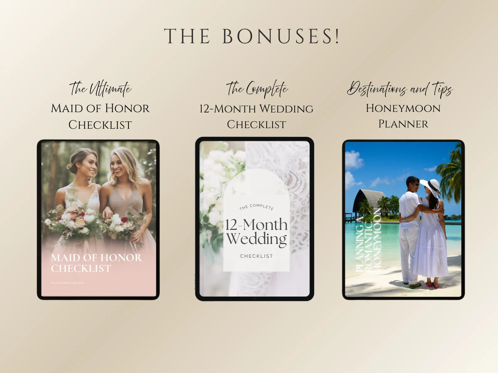 Bonus features included with wedding planner spreadsheet including YouTube tutorial and setup instructions